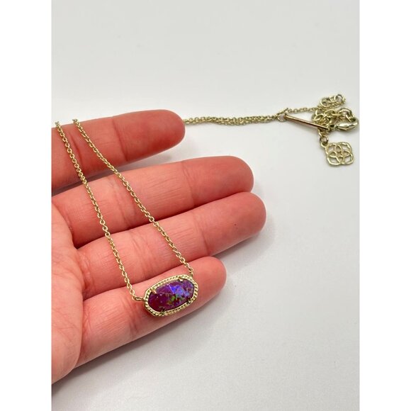 Kendra Scott Elisa Gold-Plated Necklace With Iridescent Opal Stone Pendant - Picture 6 of 6